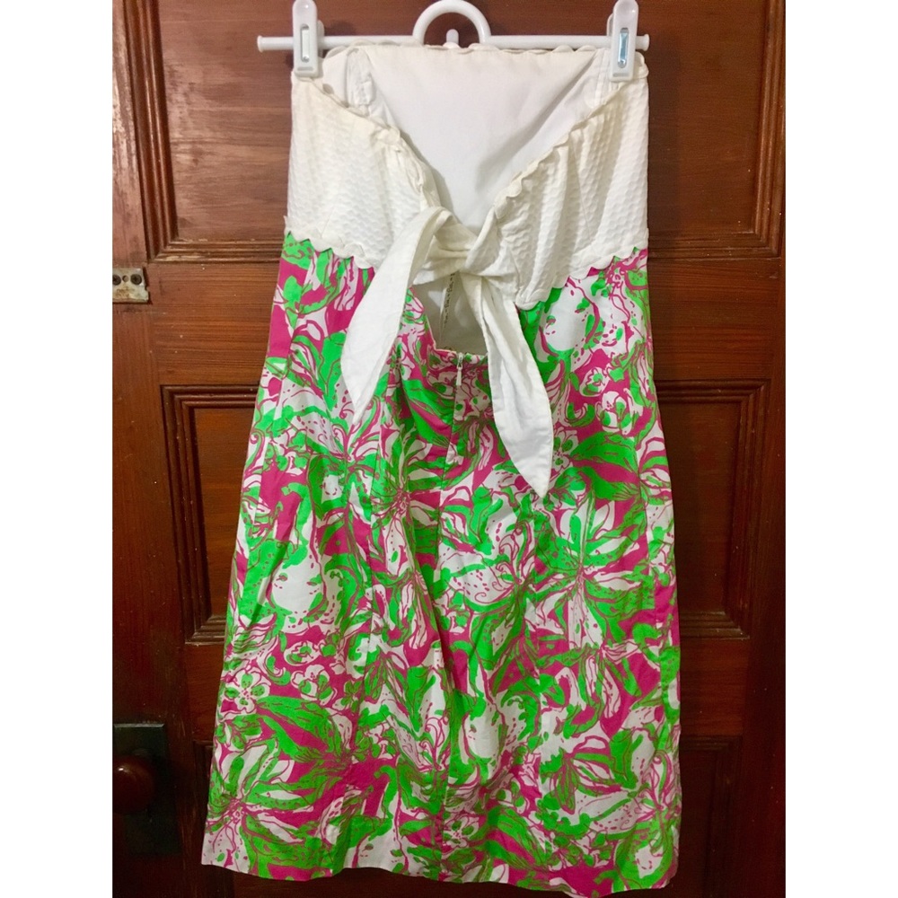 Lilly Pulitzer Green/White/Pink Strapless Dress - Picture 2 of 3